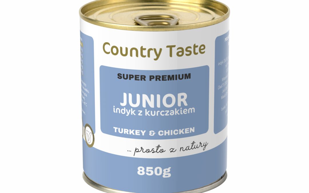COUNTRY TASTE – mokra karma dla szczeniąt – bezzbożowa, z indykiem, kurczakiem i sercami z indyka